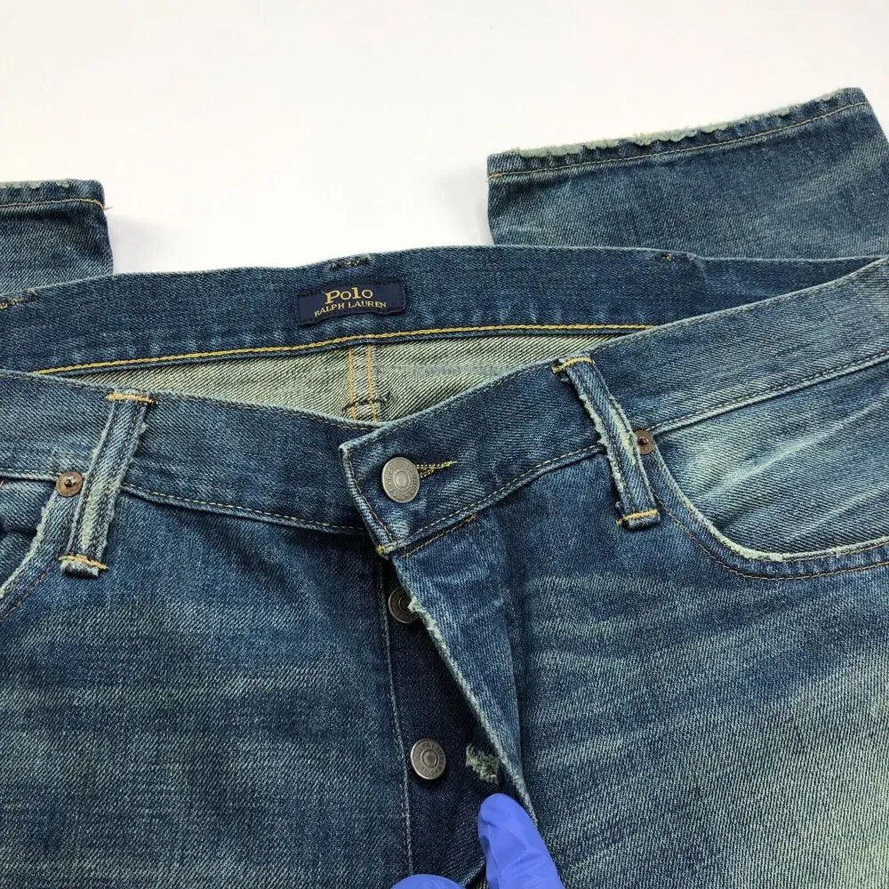 Polo Ralph Lauren Tapered 38x30 (Fits 40W 30L) Mid Rise Denim Blue Jeans